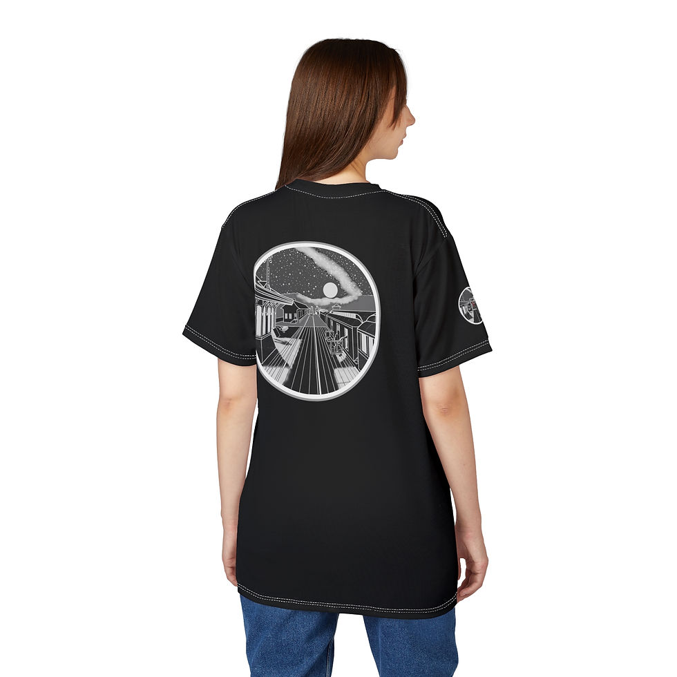 Thumbnail: Starry Night at the Railroad Station_Black_Model 2 Back / Side