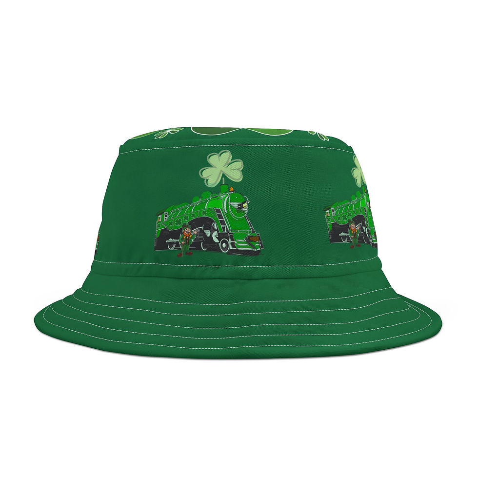 Thumbnail: St Patrick's Day Shamrock Locomotive Bucket Hat