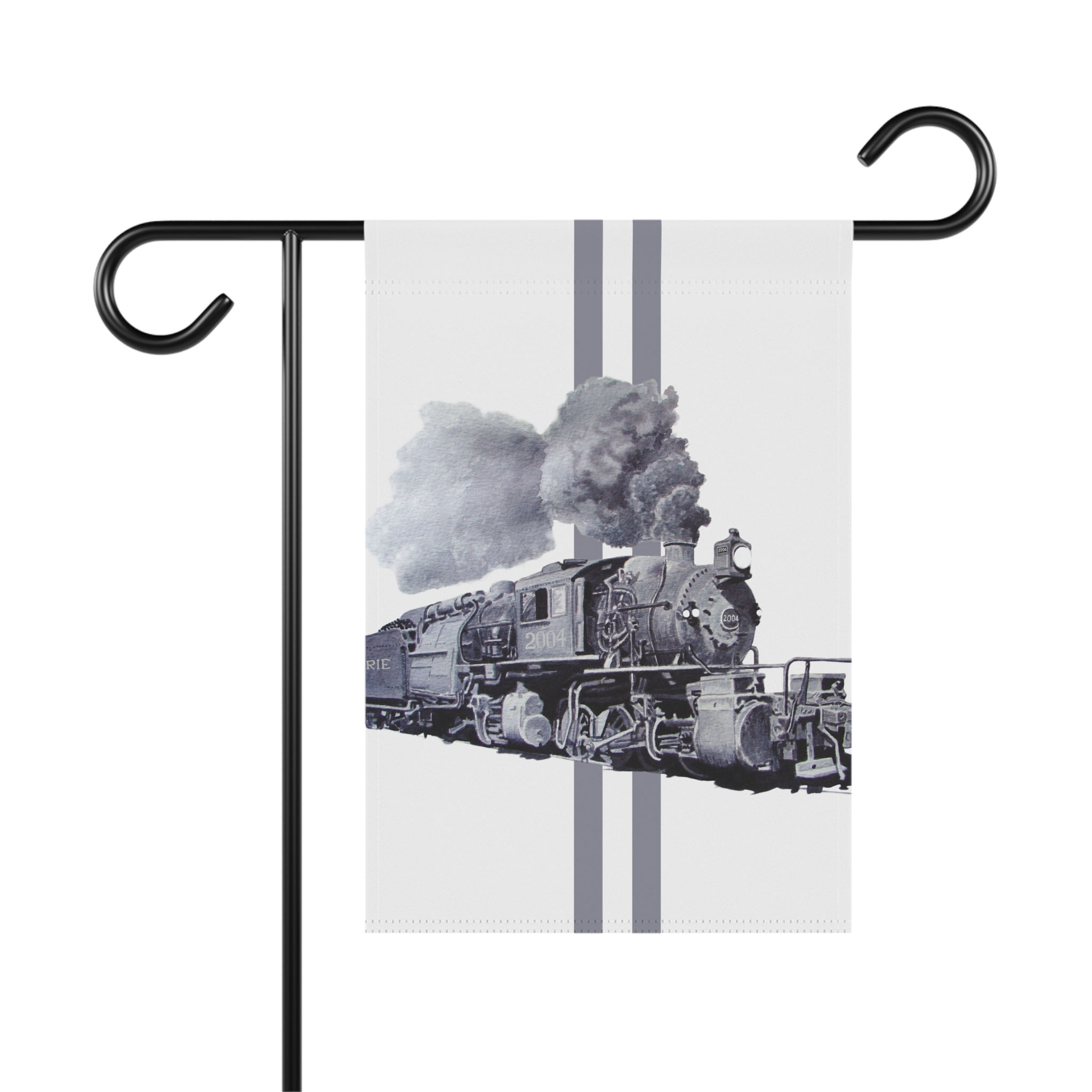 Erie Railroad Steam Locomotive Garden Banner Front