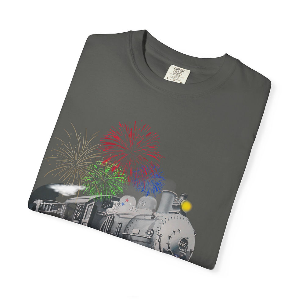 Thumbnail: Number 885 Patriotic DL and W Railroad Steam Locomotive Comfort Color_T-shirt