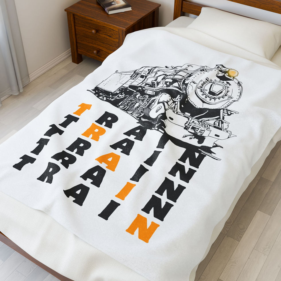 Pennsylvania Steam Train Puzzle Blanket on Bed 60x80