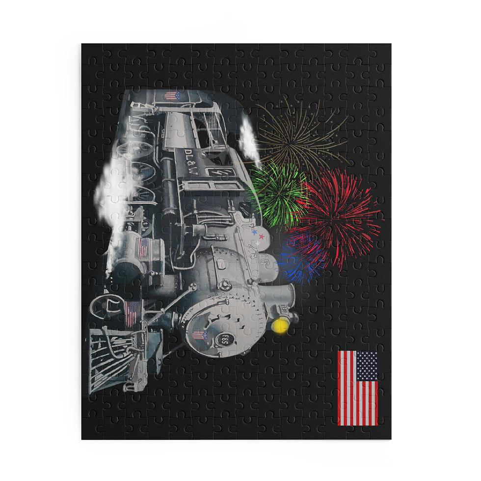 Thumbnail: Number 885 Patriotic DL and W Railroad Steam Locomotive_Puzzle (252/500-Piece)