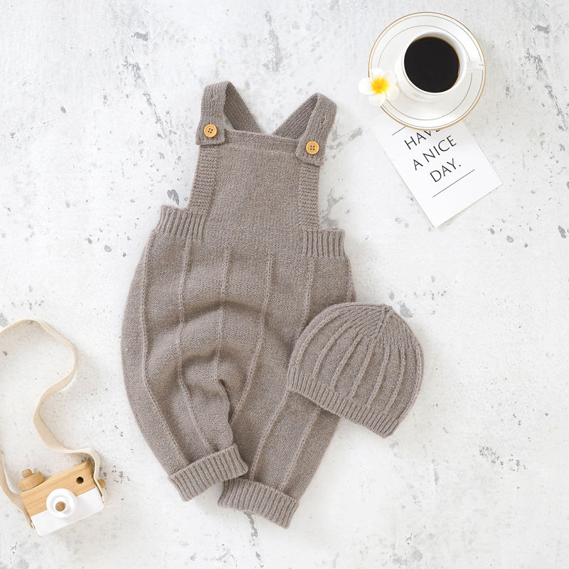 Cozy Knitted Dungarees & Beanie Set