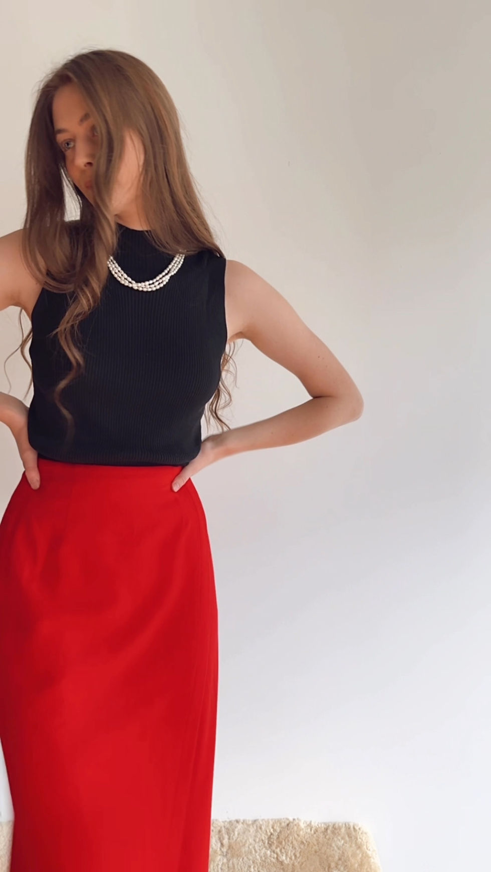 Thumbnail: VTG CHERRY WOOL WRAP SKIRT - SIZE 8