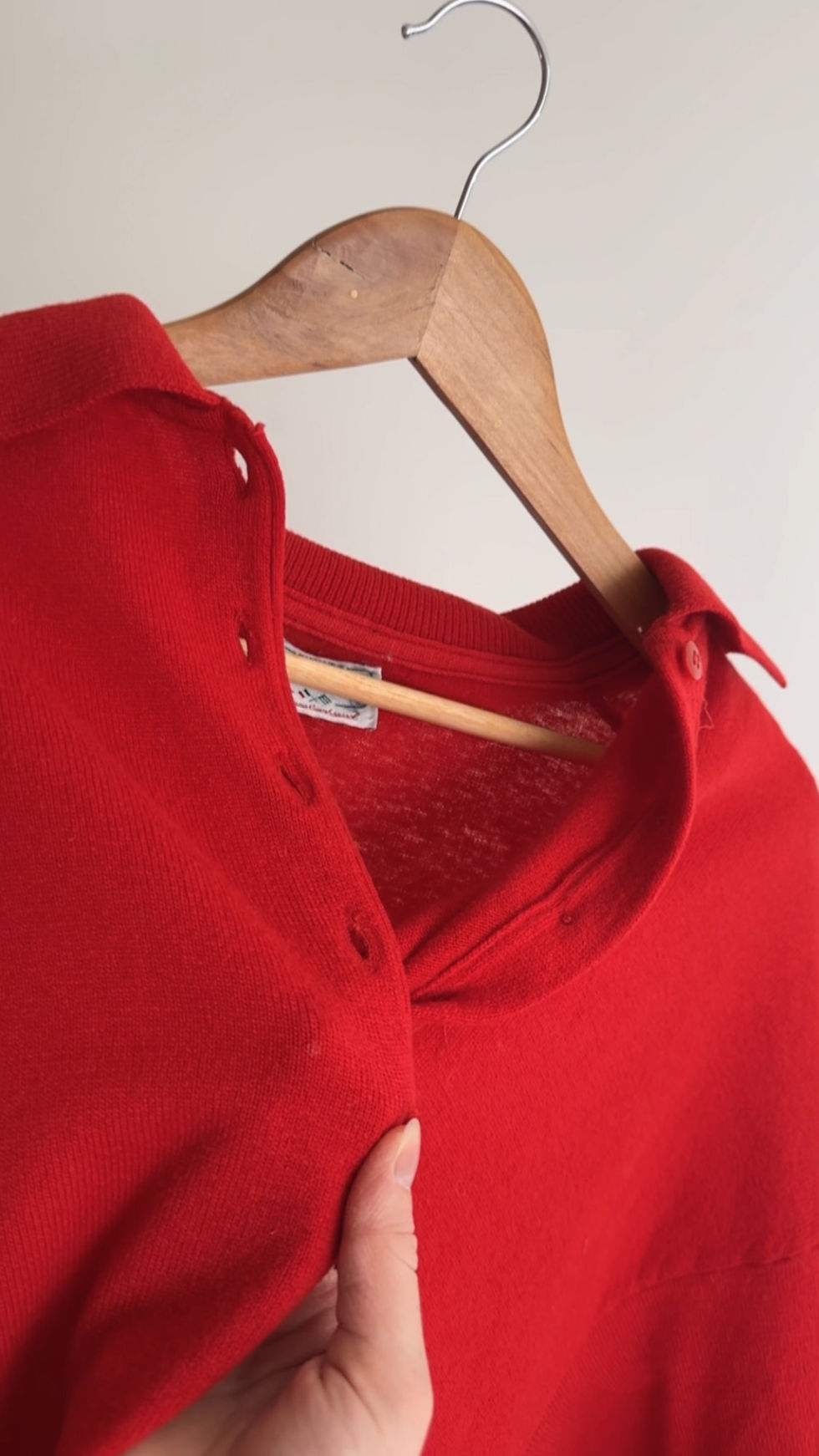 Thumbnail: VTG CHERRY LAMBSWOOL HENLEY TUNIC - SIZE 48