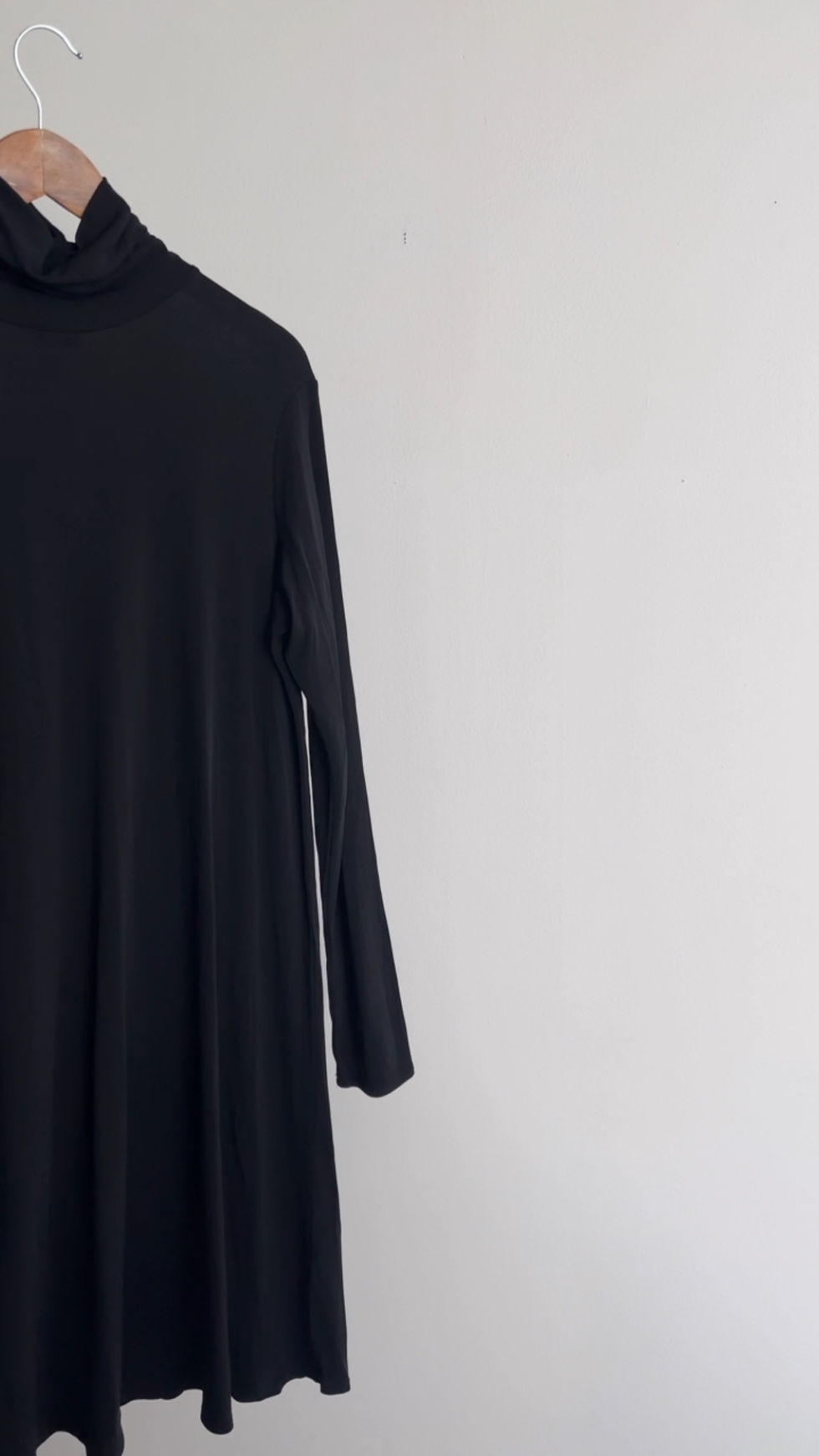 Thumbnail: EILEEN FISHER BLACK SILK DRESS - SIZE L
