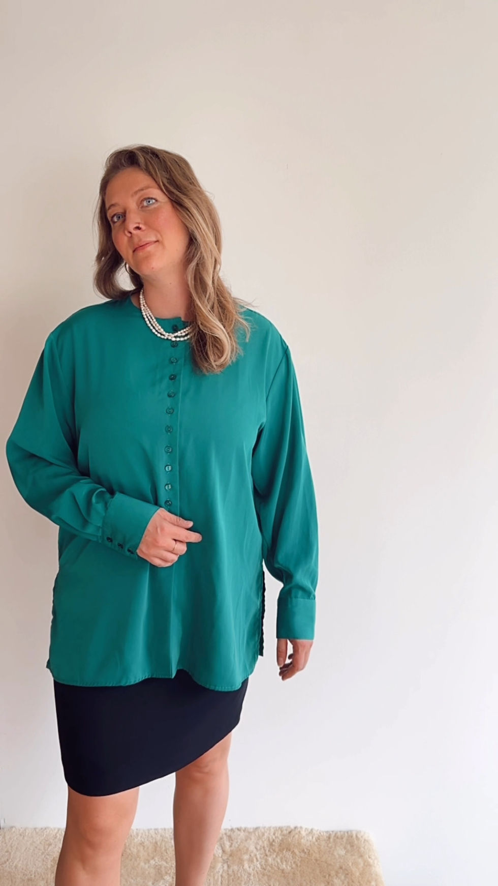 Thumbnail: VTG JADE BUTTONED BLOUSE - SIZE XL