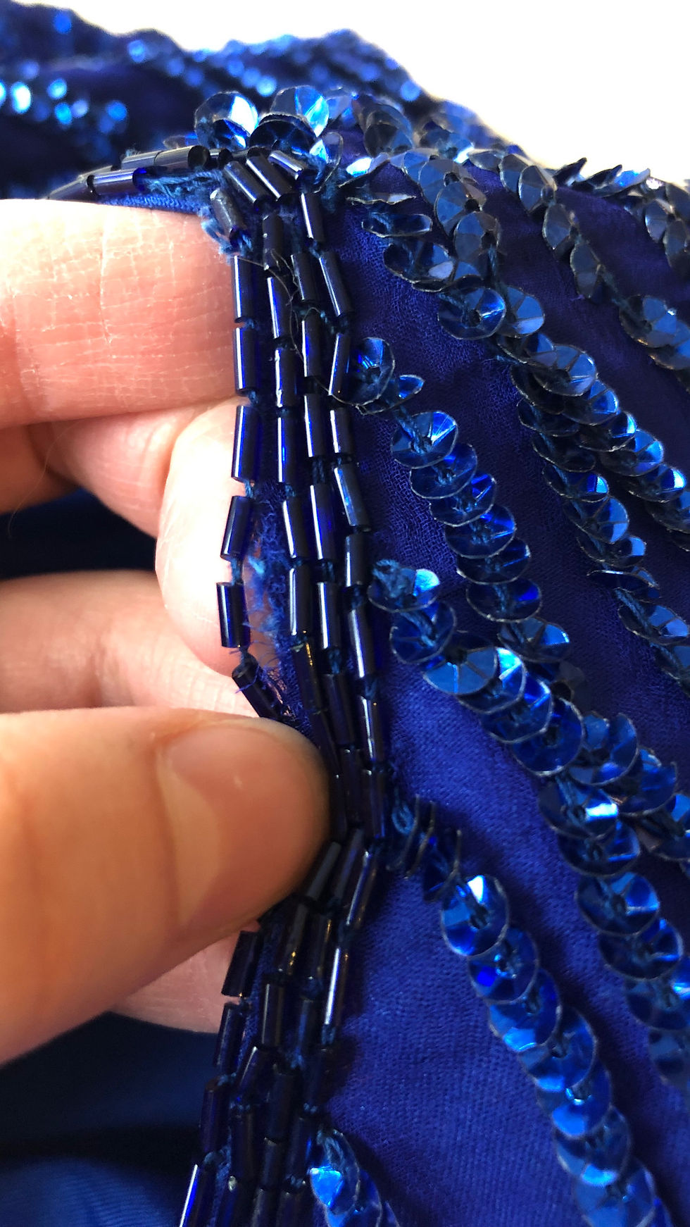 Thumbnail: VTG COBALT BEADED SILK DRESS - FITS LIKE SIZE 6/8