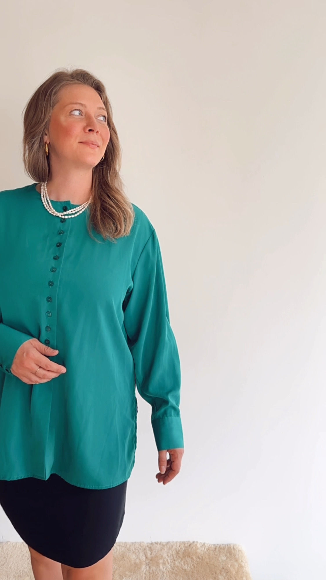 VTG JADE BUTTONED BLOUSE - SIZE XL