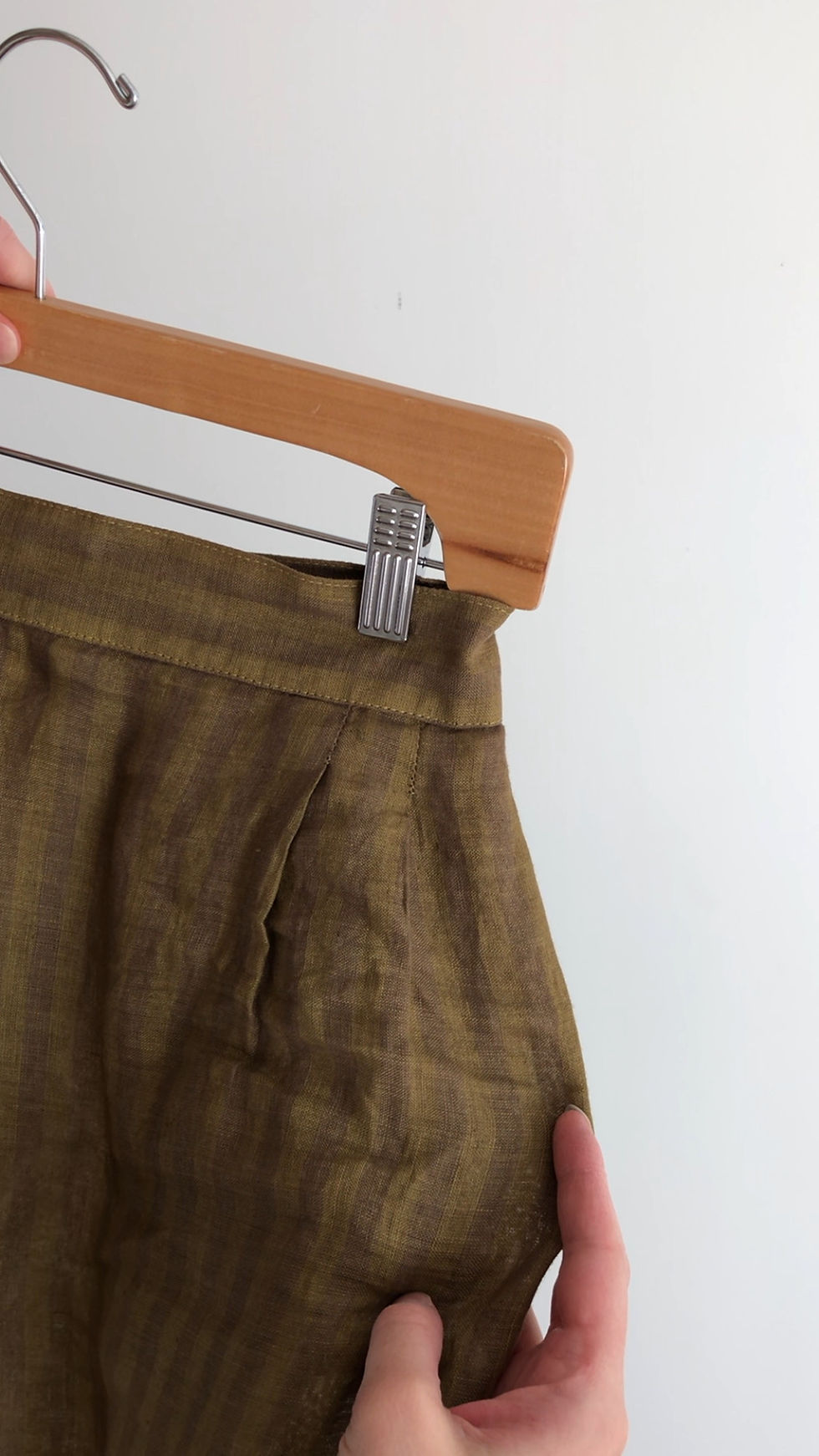 Thumbnail: HAND-DYED STRIPED LINEN SKIRT - 25” WAIST