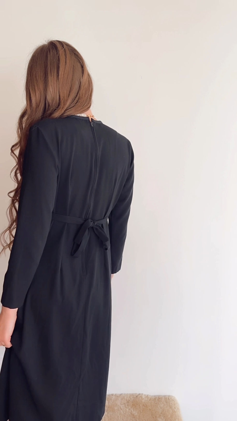 Thumbnail: VTG ORVIS BLACK PLEATED DRESS - SIZE 6P