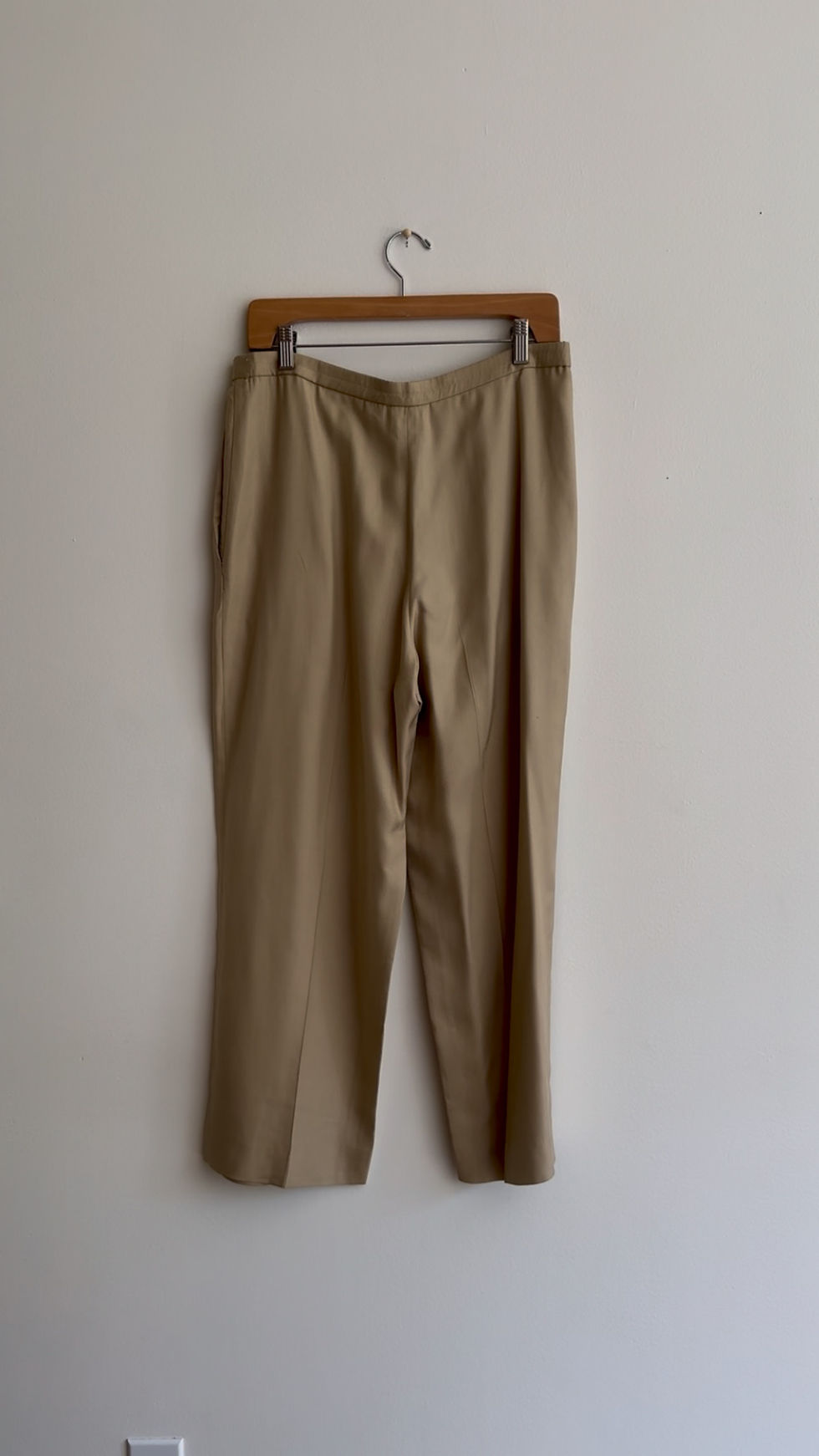 Thumbnail: VTG ALMOND SILK TROUSERS - 31.5” WAIST