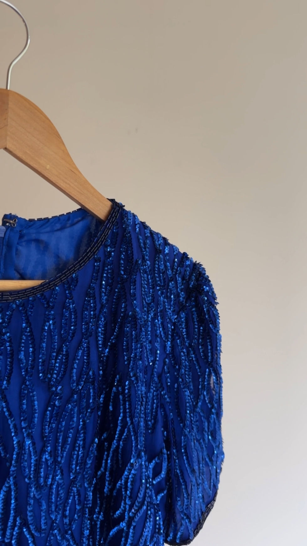 Thumbnail: VTG COBALT BEADED SILK DRESS - FITS LIKE SIZE 6/8