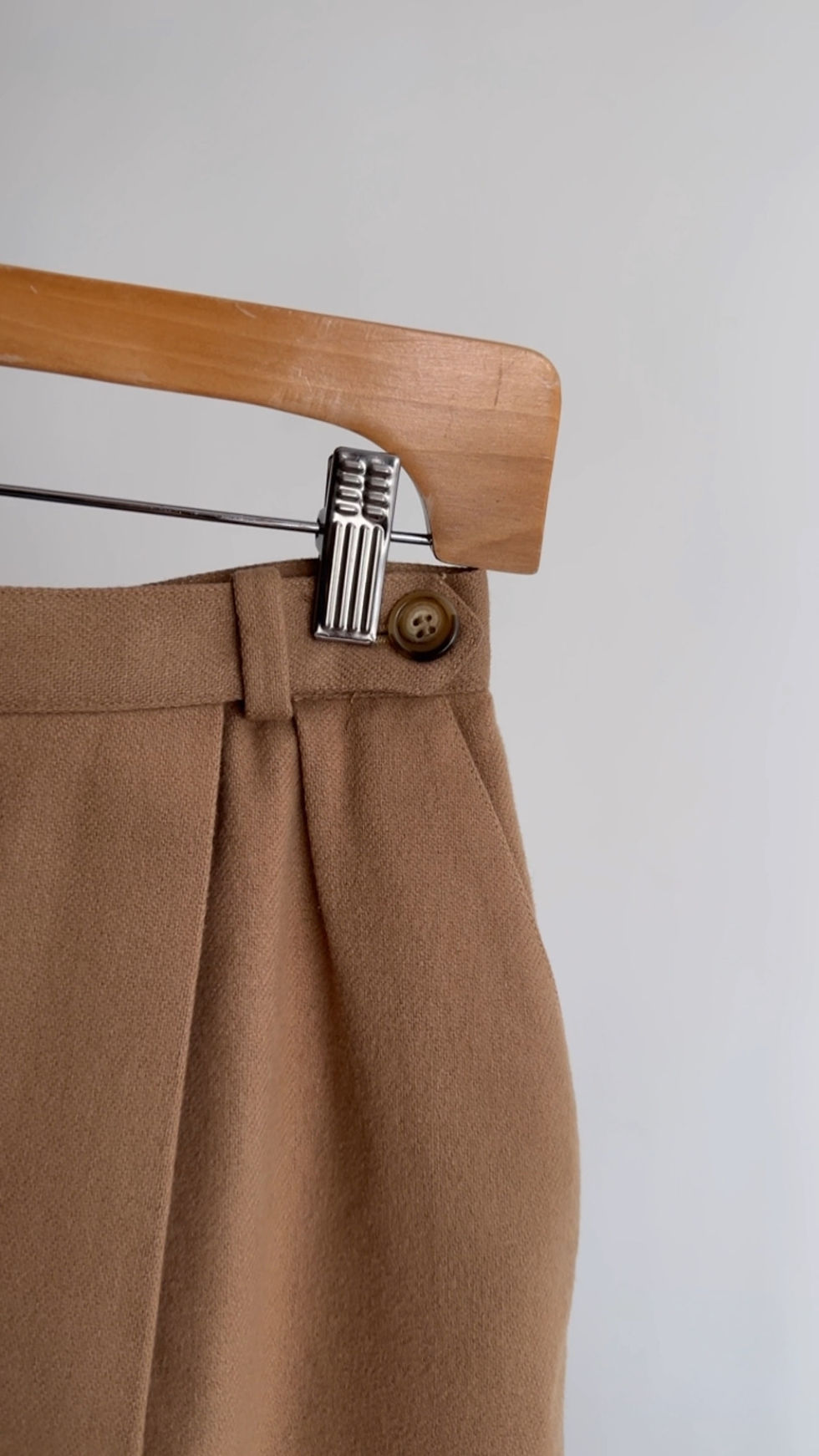 Thumbnail: VTG CAMEL WOOL BLEND WRAP SKIRT - 26.5” WAIST