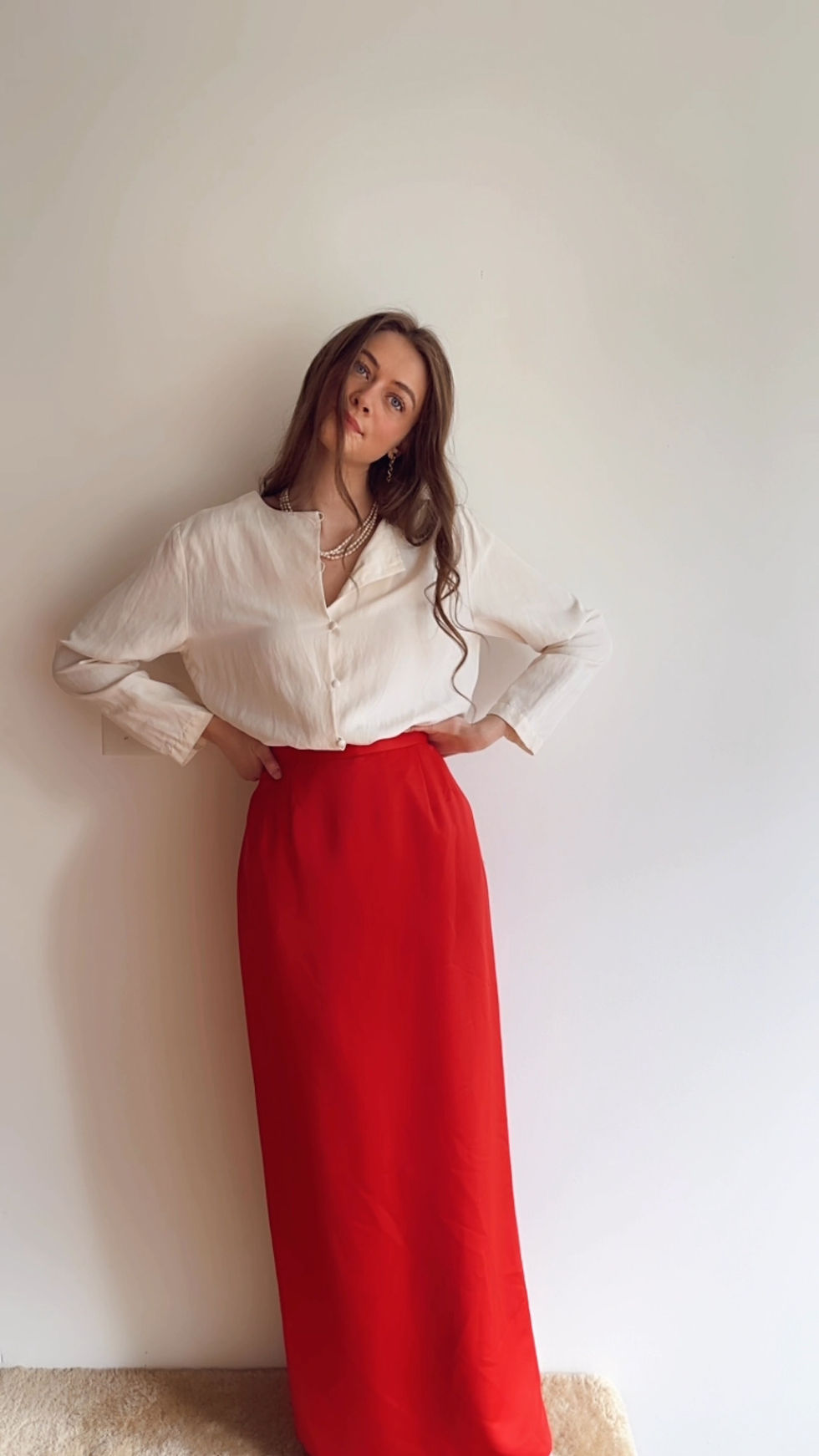 VTG CHERRY SATIN SKIRT - 28” WAIST