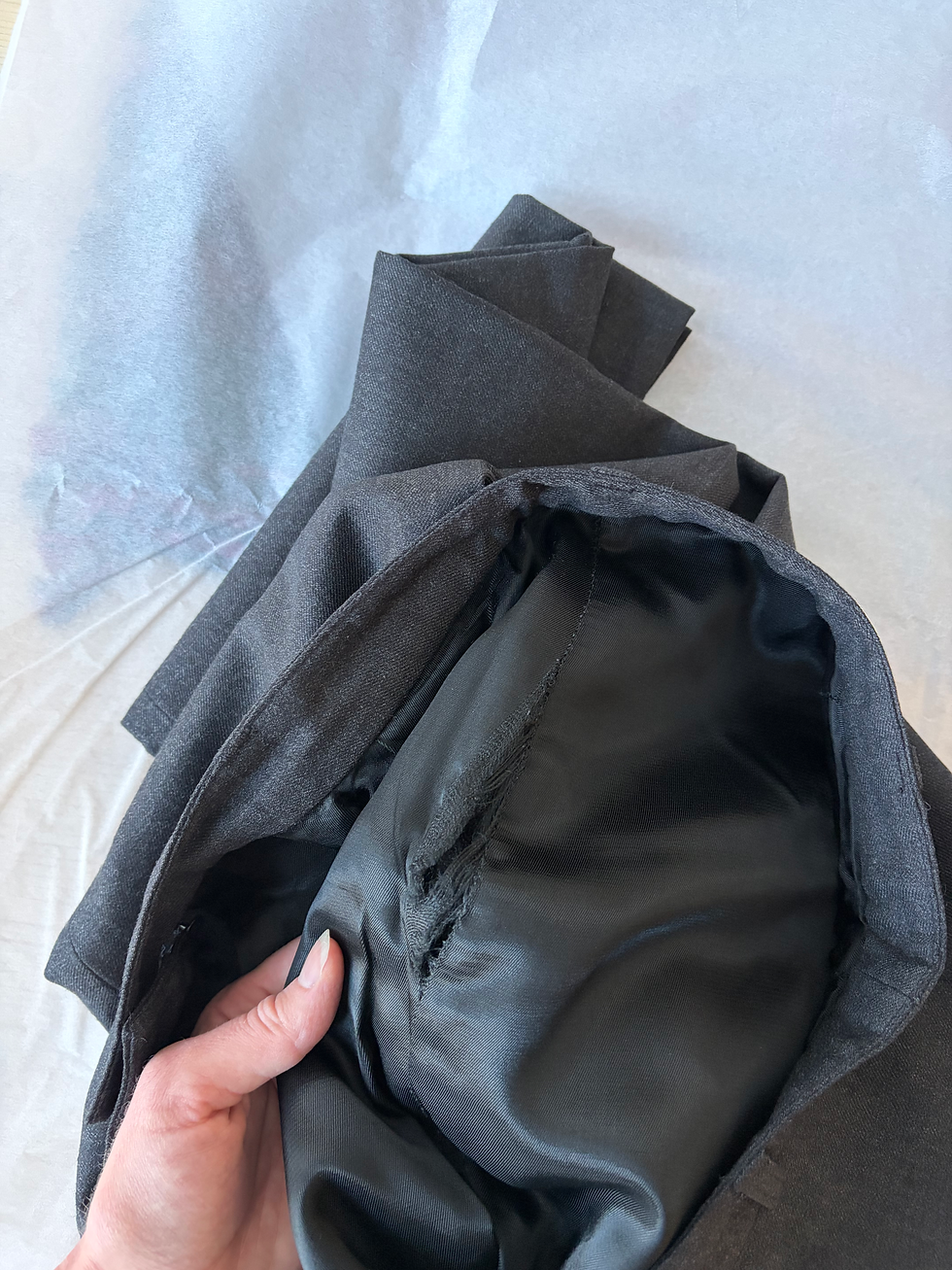 Thumbnail: VTG CHARCOAL WOOL PANTS - 30” WAIST