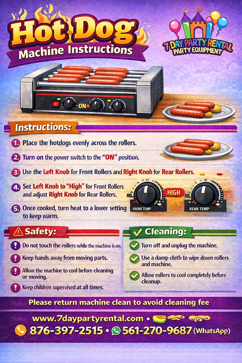 Hot dog machine instruction