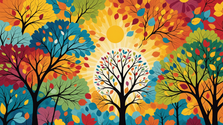 Colourful trees reflecting positive psychology
