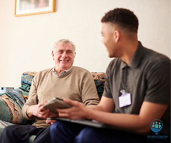 A supportive conversation between two men in regards to the importance of understanding the challenges of Acquired Brain Injury