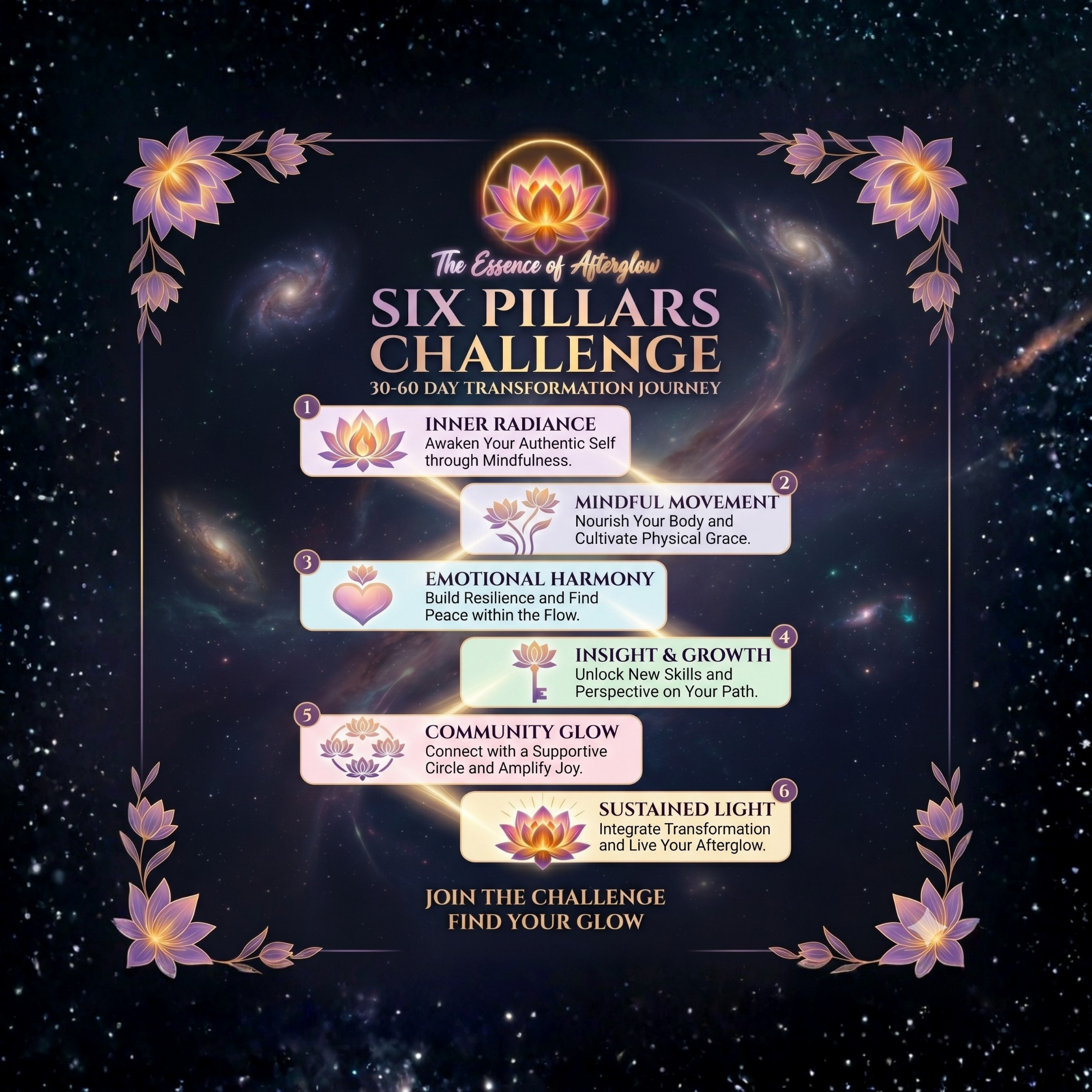 The Essence of Afterglow Six Pillars 30-60 Day Challenge