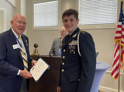 Congratulations to Cadet First Sergeant Cody Fults for being awarded a medal and certificate by the Sons of American Revolution for his exceptional achievements in and out of JROTC.