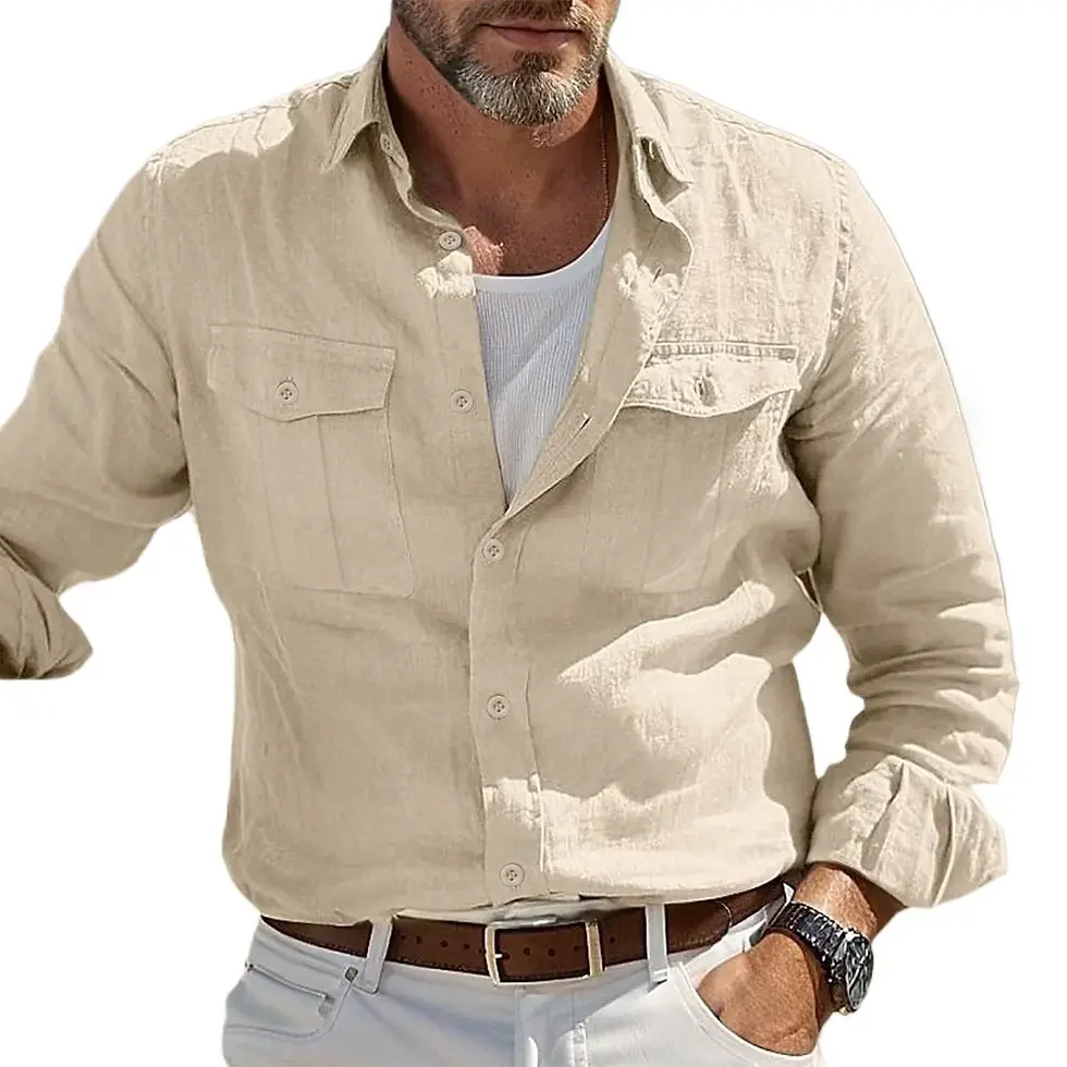 Miniatura: Camisa Social Hawaian Shirts Solid Color 