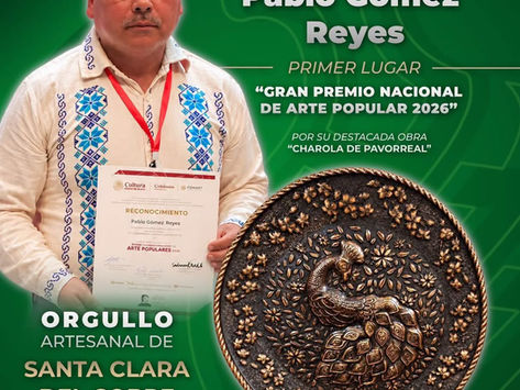 Dayana Pérez reconoce el talento del artesano Pablo Gómez Reyes, ganador del Gran Premio Nacional de Arte Popular 2026