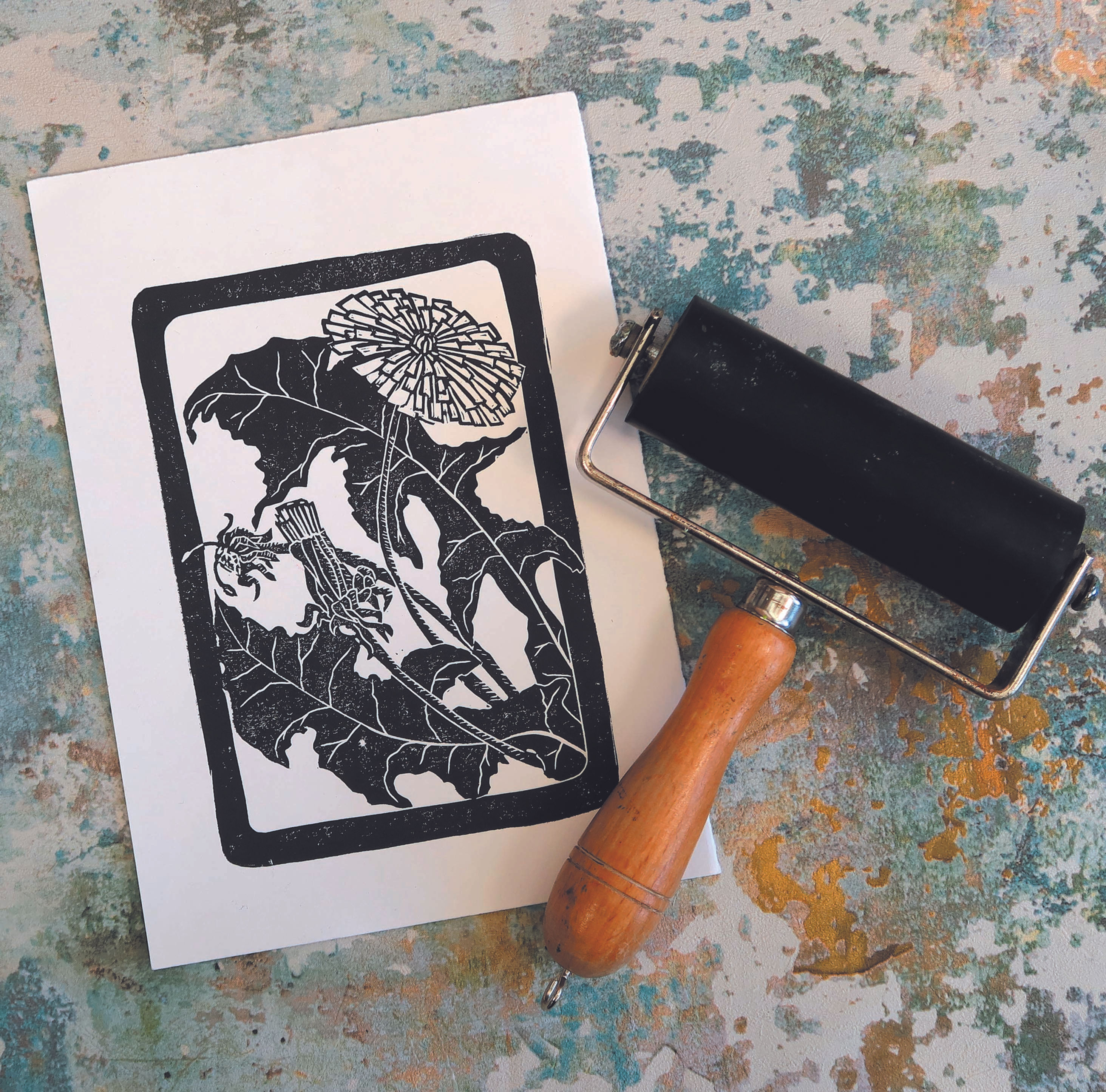 Dandelion - Lino Print