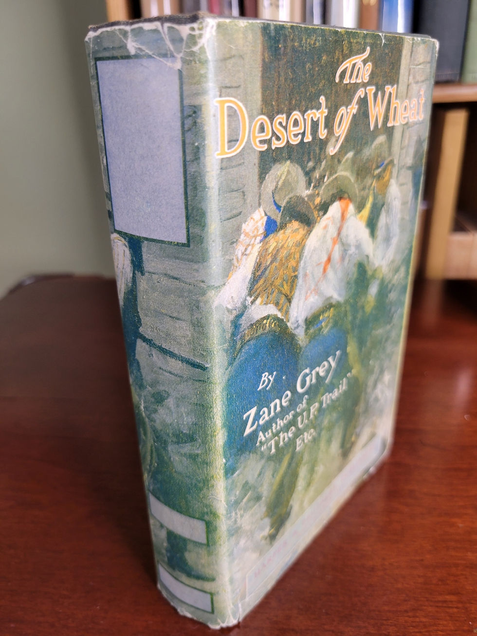 Thumbnail: ZANE GREY Signed Photo with The Desert of Wheat, 1919 Harper 1st Printing, DJ