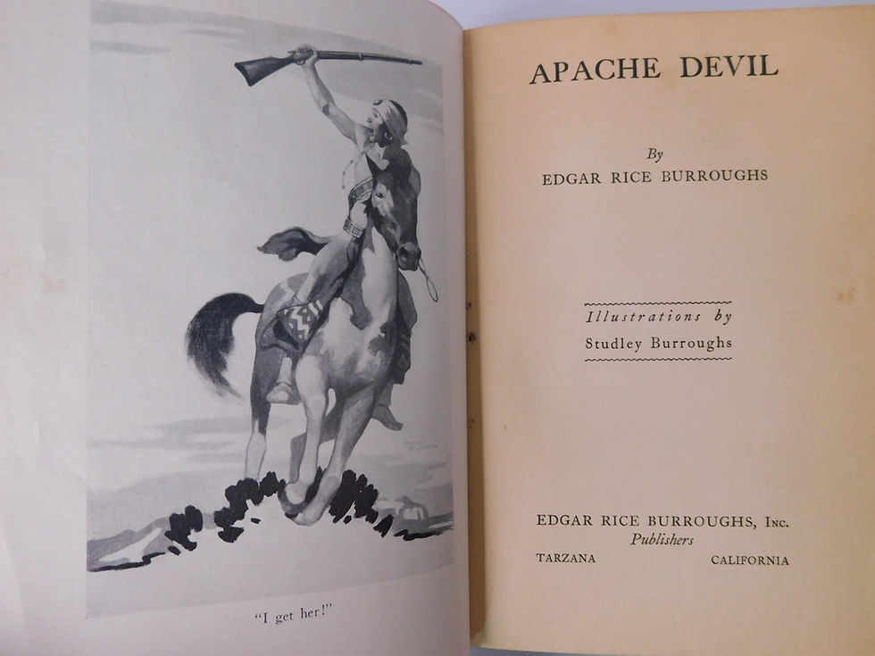 Thumbnail: Edgar Rice Burroughs SIGNED (1933) APACHE DEVIL, 1st Edition, Association Copy