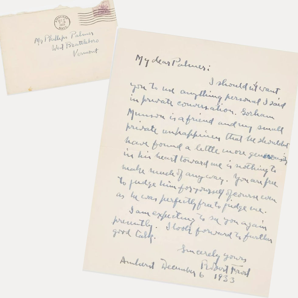 Thumbnail: Robert Frost 1933 Autograph Letter Signed to a Friend