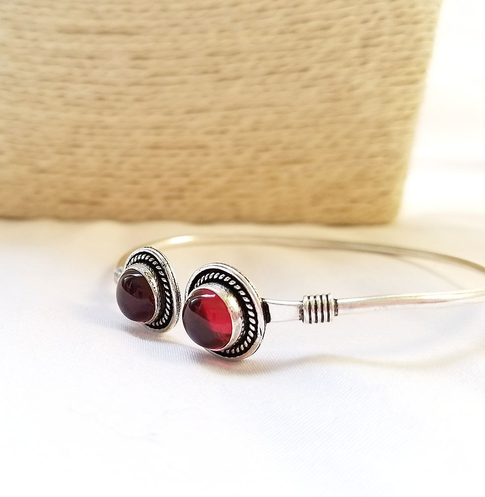 Thumbnail: Double Stone German Silver Bracelet