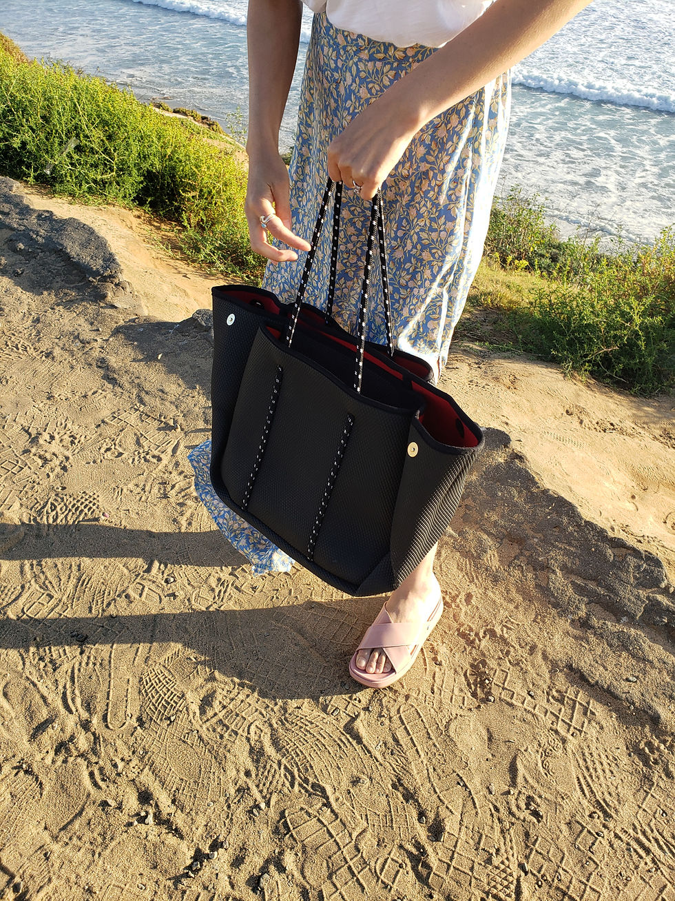 Thumbnail: Neoprene 3 Pocket Tote Bag Black