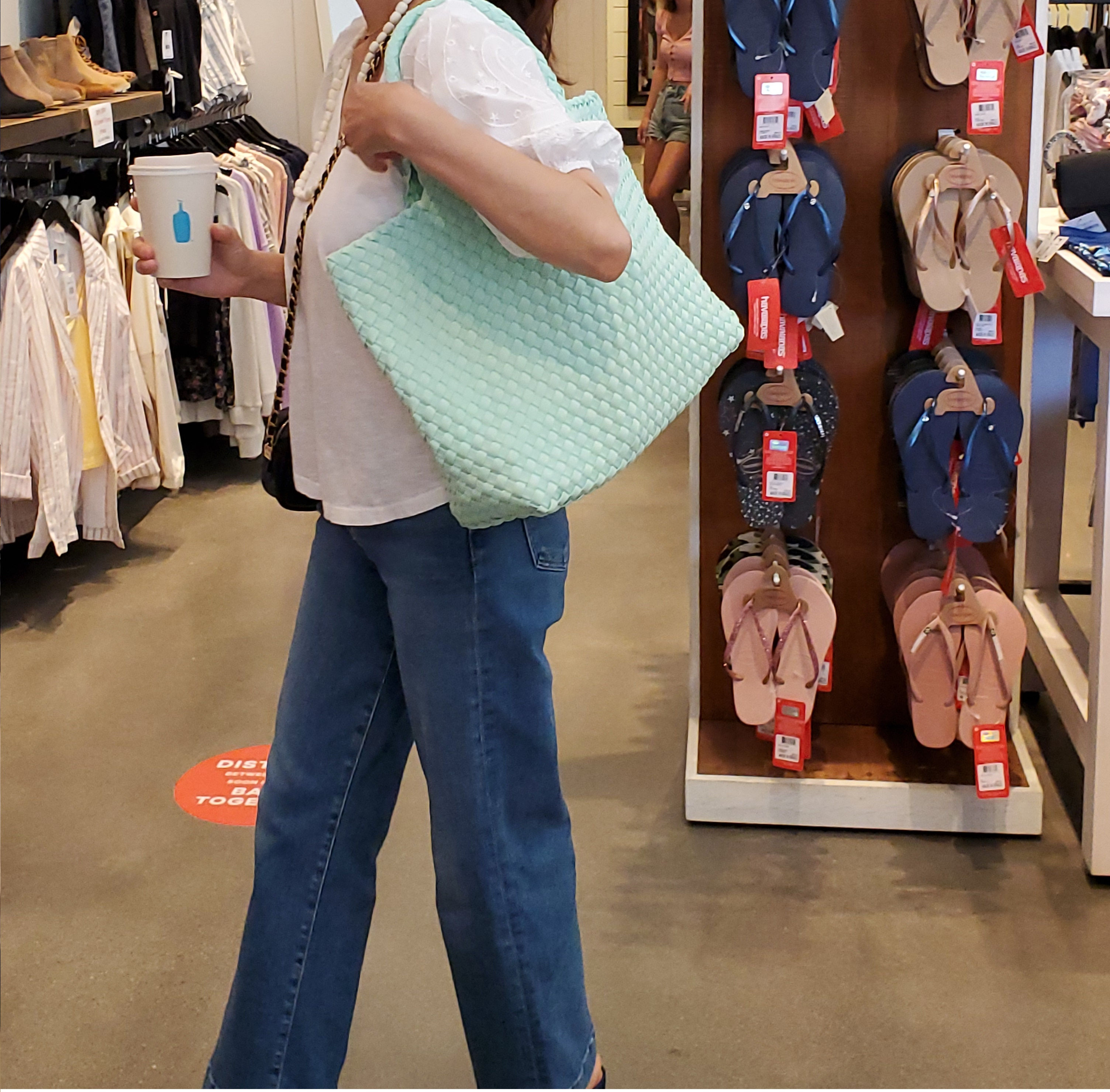 Cardiff Large Woven Tote Bag Mint