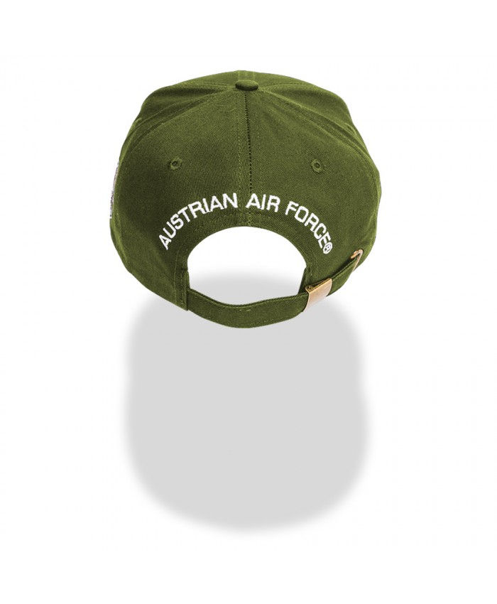 Thumbnail: Ansicht der Cap von Hinten. Zu sehen das größenverstellbare Band mit Metallclip und gestickter Austrian Air Force Schriftzug.