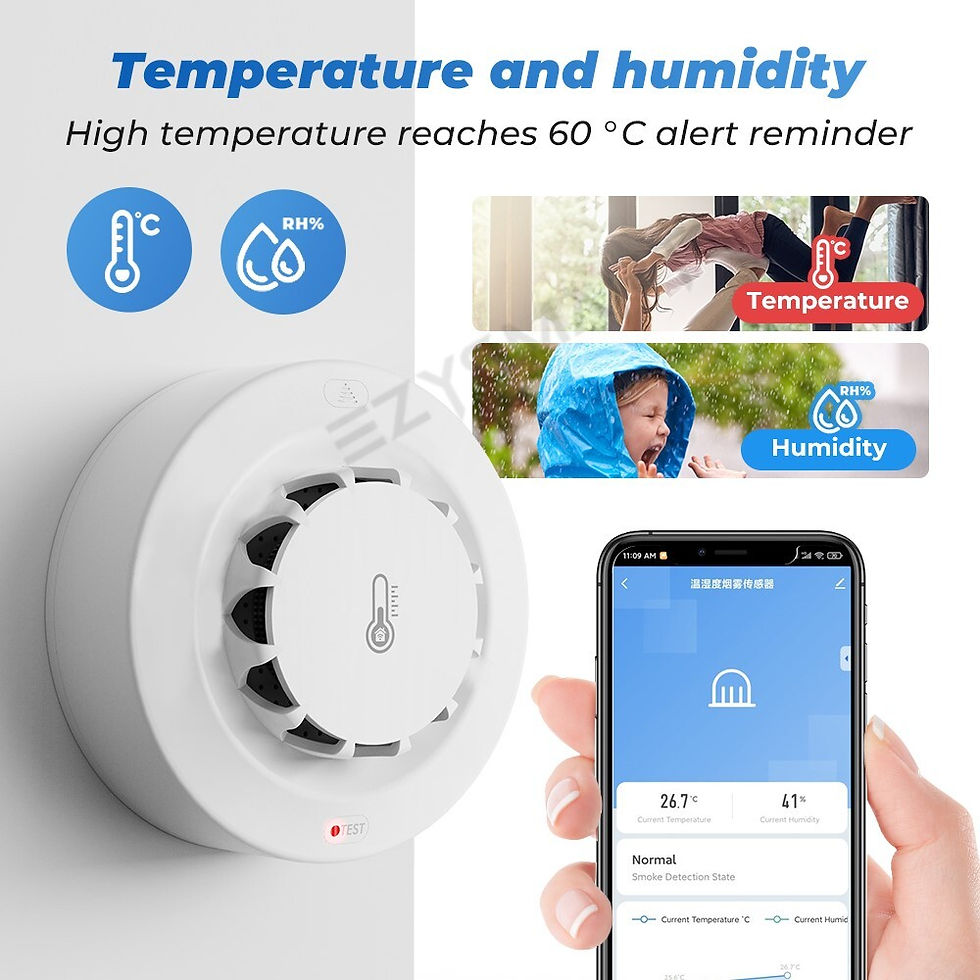 Thumbnail: EzySmart Wifi 2IN1 Smart Smoke Alarm With Temperature And Humidity Detection