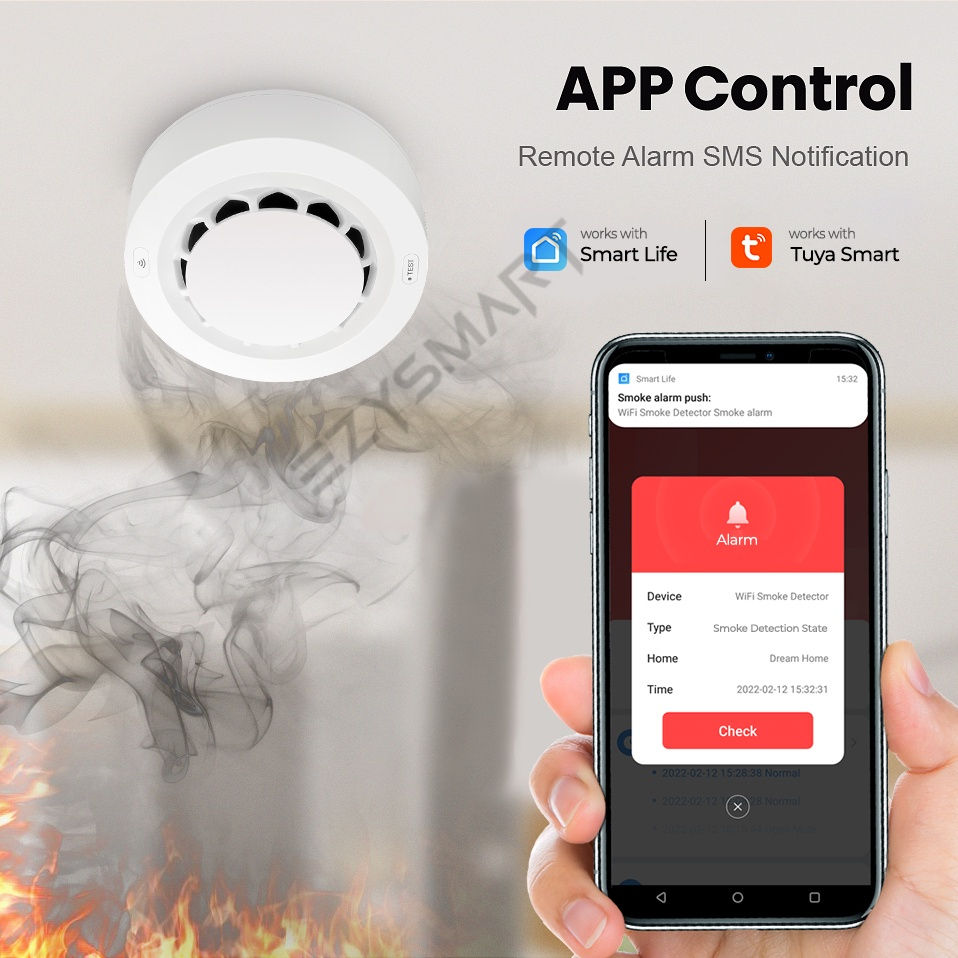 Thumbnail: EzySmart WiFi Smart Smoke Alarm Detector With 90DB Alarm