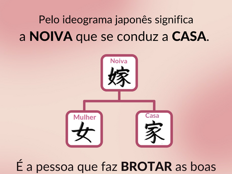 Pelo ideograma japonês significa a noiva que se conduz a casa.