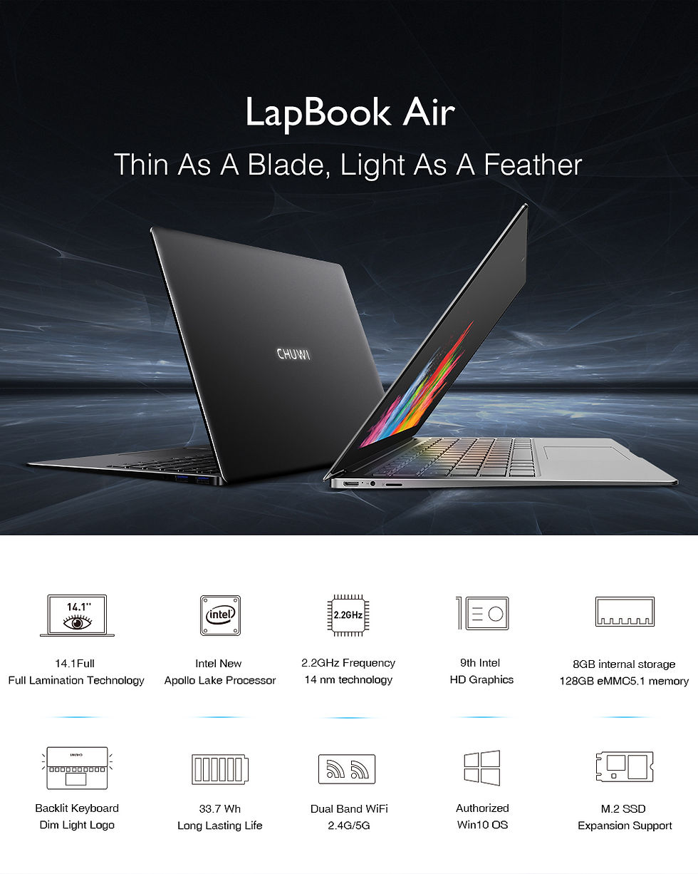 Miniatura: CHUWI LapBook Air portátil Intel Apollo lago N3450 Quad Core Windows10 8 GB RAM