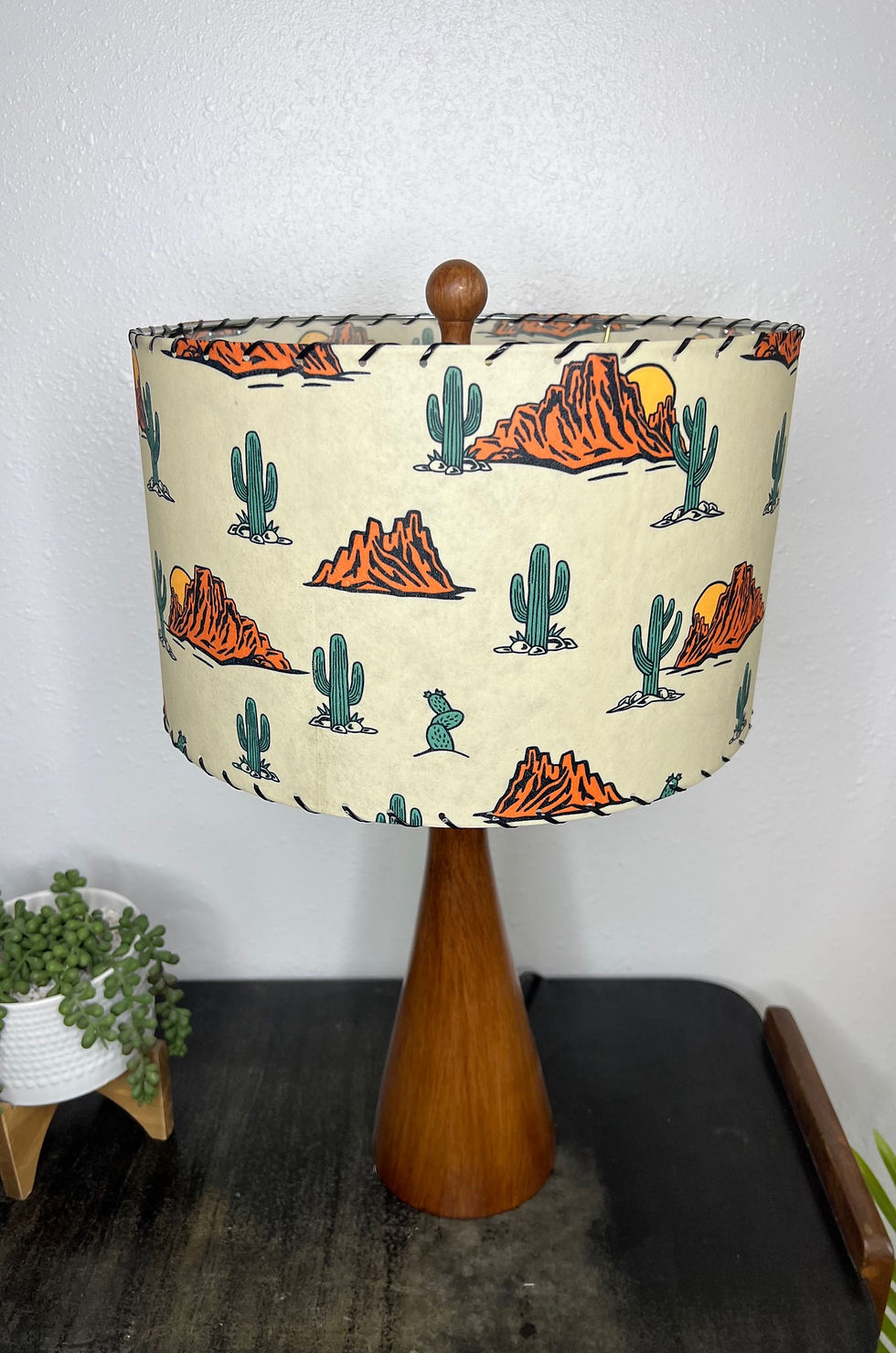 Thumbnail: Handmade Fiberglass Lamp Shade Mid Century Western Desert Cactus 13"d x 8"h