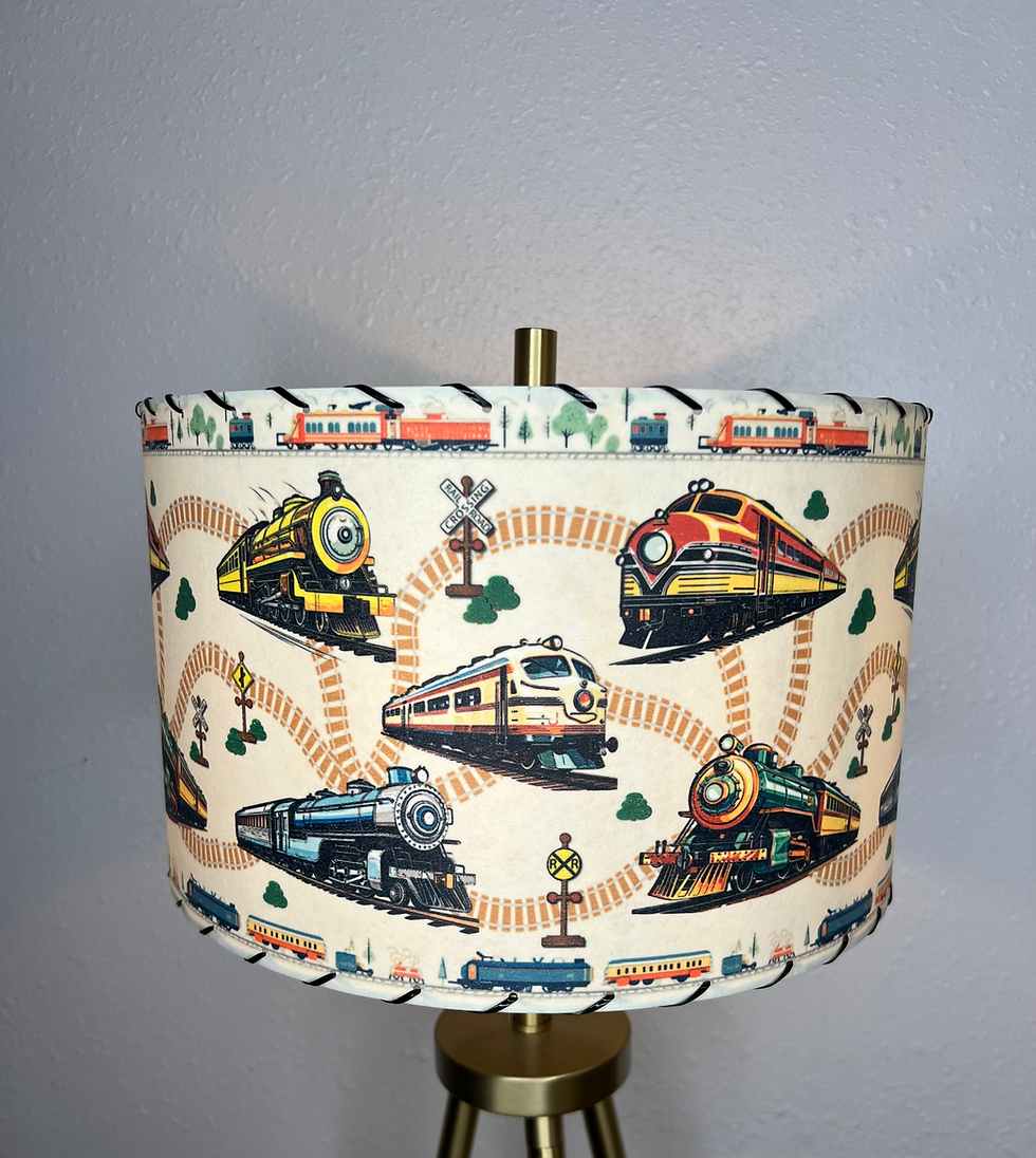 Thumbnail: Handmade Fiberglass Lamp Shade Mid Century Rail Fan Train Engine 13"d x 8"h