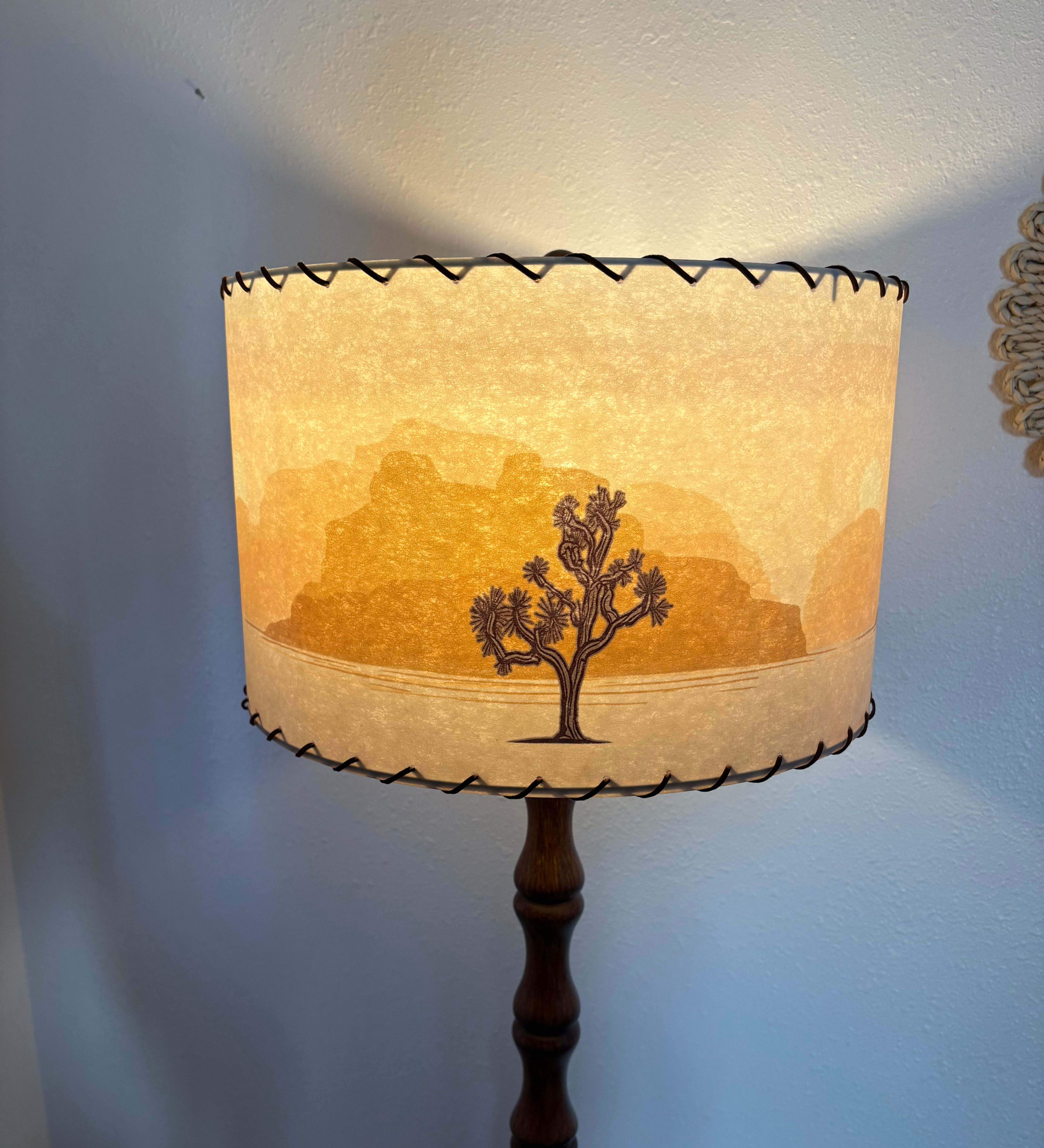 Handmade Fiberglass Lamp Shade - MCM Joshua Tree National Park - 16”d x 10”h