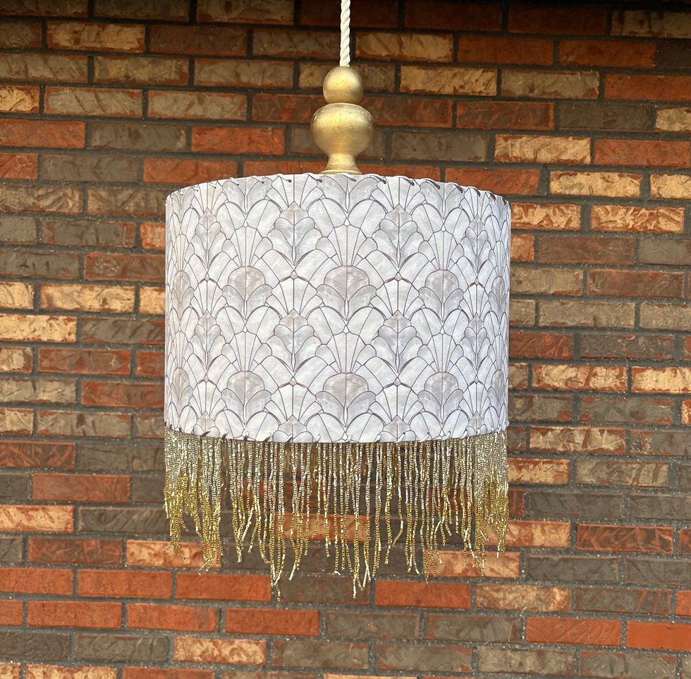 Thumbnail: Handmade Fiberglass Lamp Shade Art Deco Vintage Style Barn Wedding 16"d x 10"h