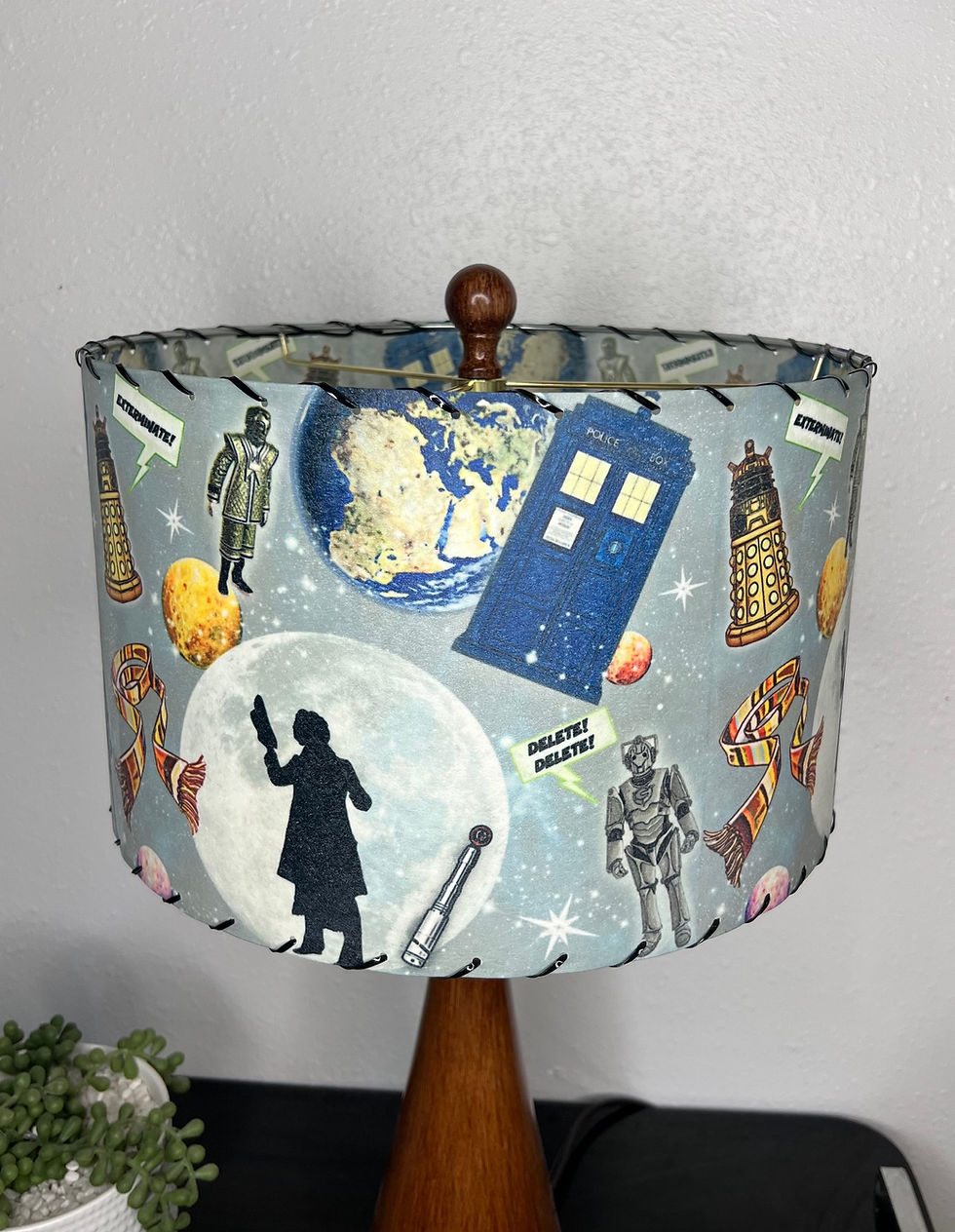 Thumbnail: Handmade Fiberglass Lamp Shade MCM Doctor Who Tardis Atomic Kitsch 13"d x 8"h
