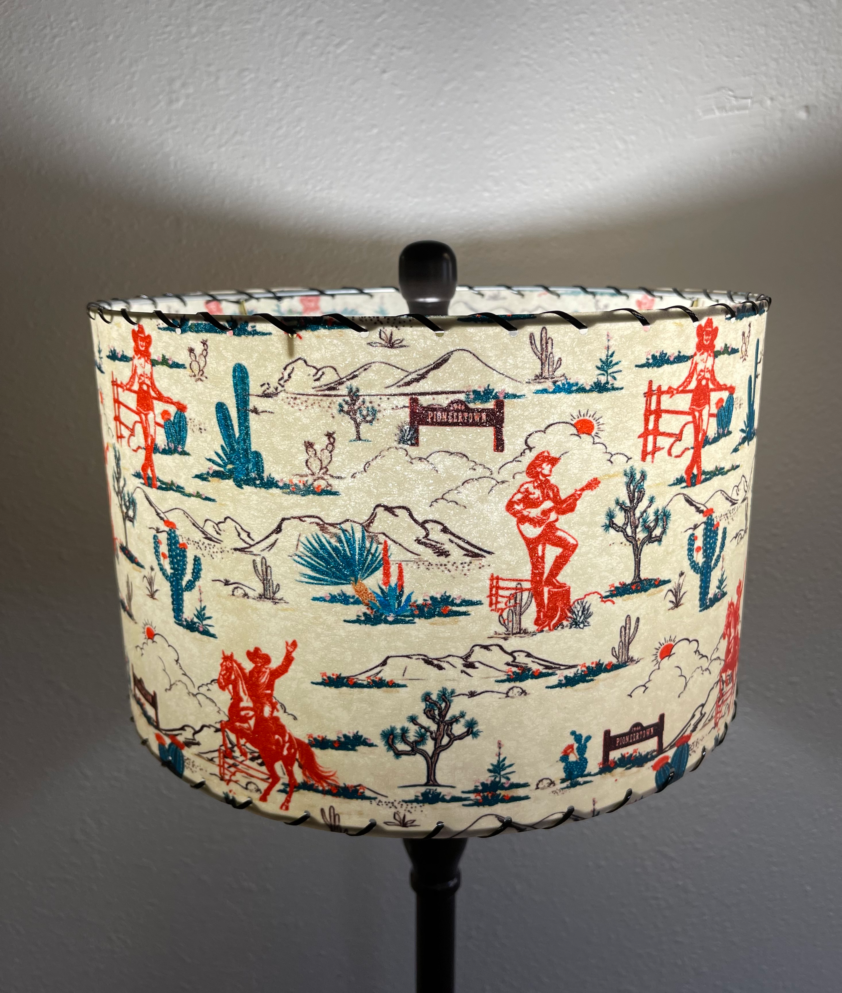 Handmade Fiberglass Lamp Shade MCM Cowboy Pioneertown Rogers & Autry 13"d x 8"h