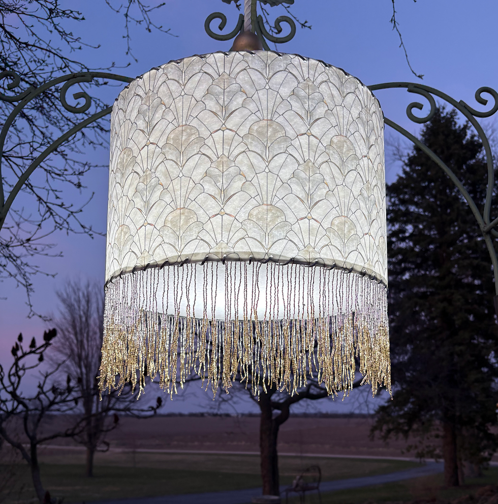 Thumbnail: Handmade Fiberglass Lamp Shade Art Deco Vintage Style Barn Wedding 16"d x 10"h