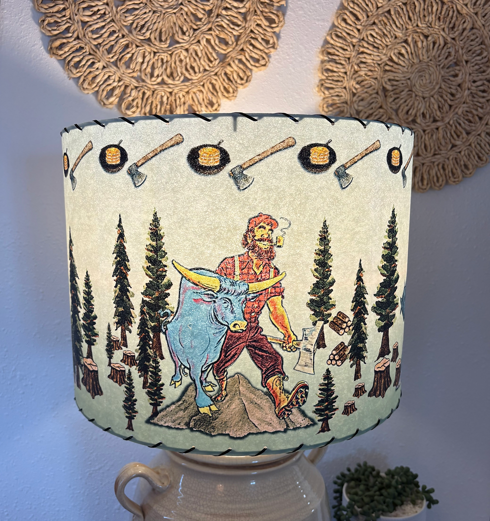Thumbnail: Handmade Fiberglass Lamp Shade Mid Century Retro Paul Bunyan Babe 16”d x 12”h