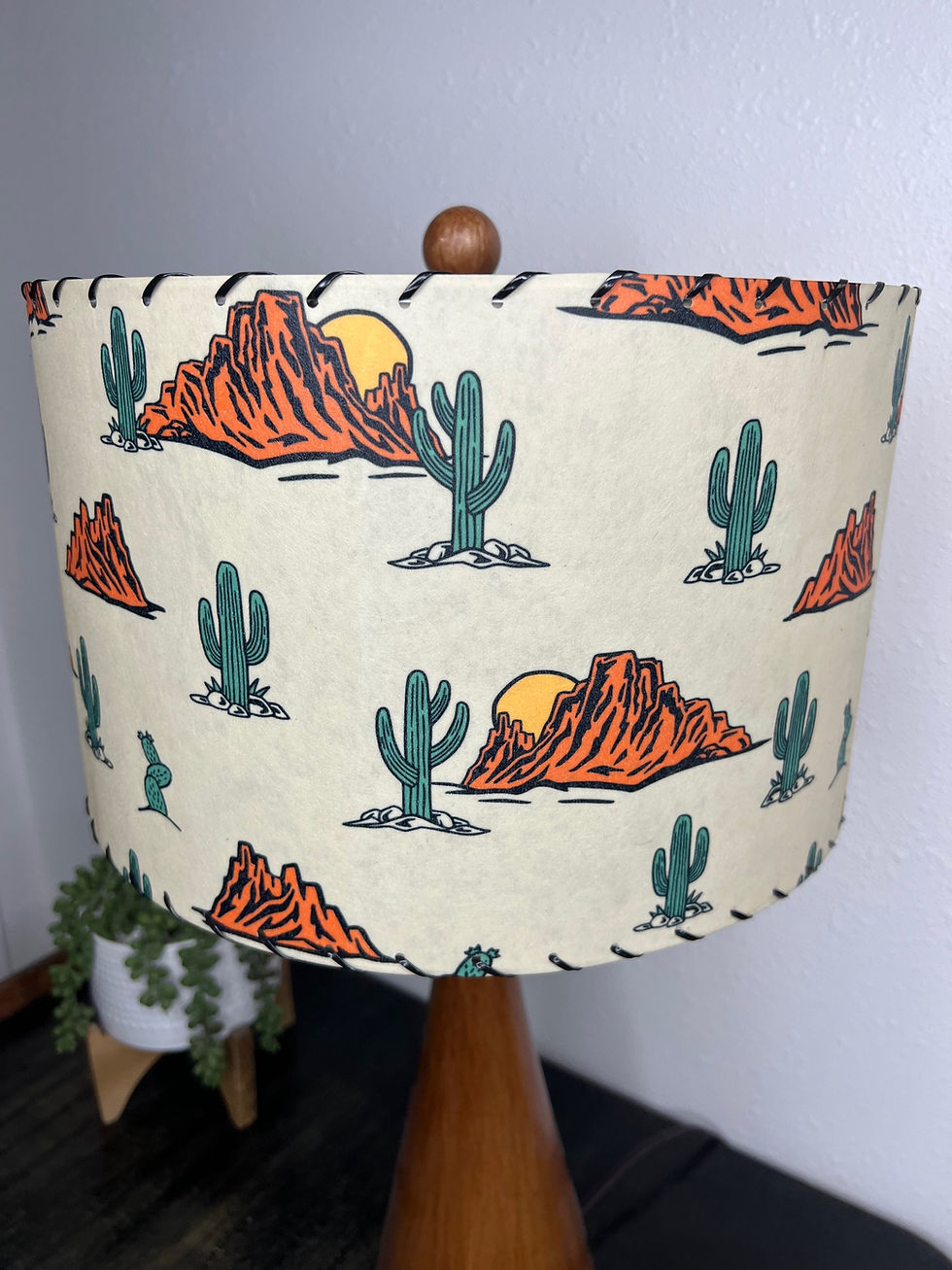 Thumbnail: Handmade Fiberglass Lamp Shade Mid Century Western Desert Cactus 13"d x 8"h