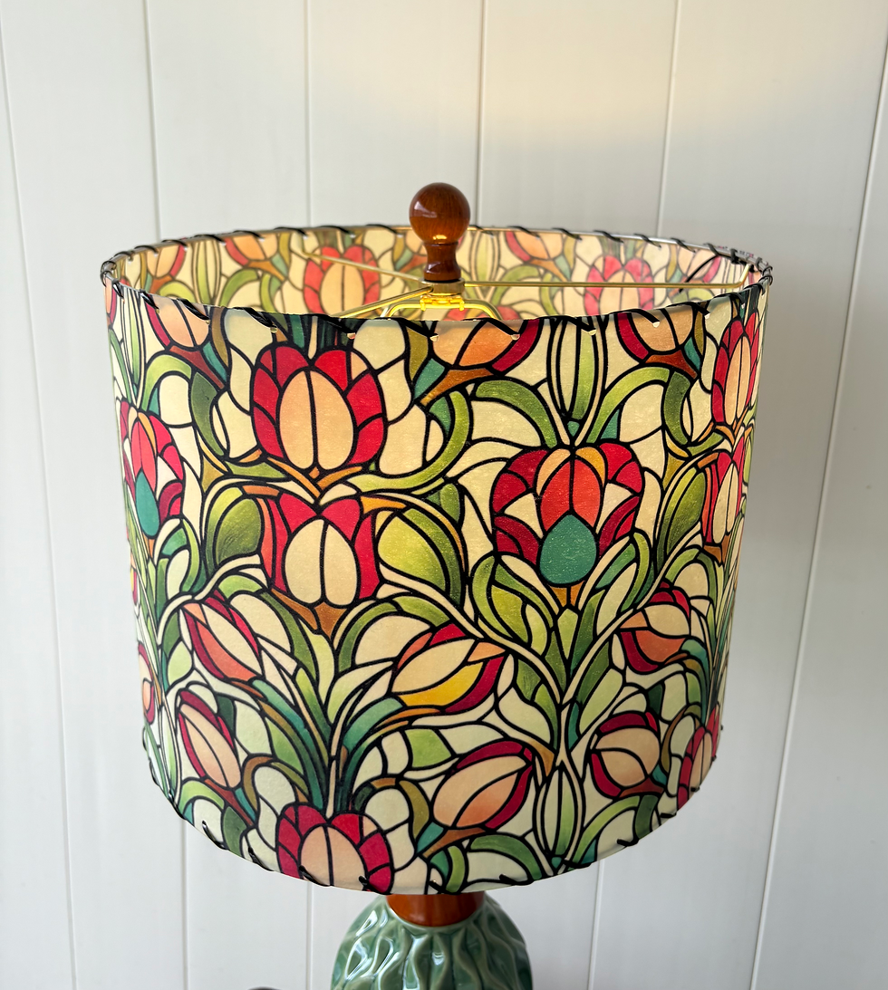 Thumbnail: Handmade Fiberglass Lamp Shade MCM Fiberglass Tulip Flower Art #2 - 13"d x 10"