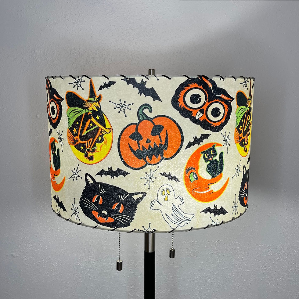 Thumbnail: Handmade Fiberglass Lamp Shade Mid Century Halloween Black Cat 16”d x 10”h